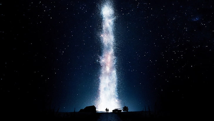 white explosion, stars, night, dark, Interstellar (movie), movies, HD wallpaper