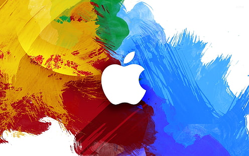 wielokolorowa tapeta cyfrowa z logo Apple, komputer, farba, Apple, spot, mac, telefon, laptop, emblemat, gadżet, Tapety HD HD wallpaper