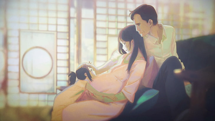 sari jaune et rouge pour femme, Makoto Shinkai, Kimi no Na Wa, Fond d'écran HD