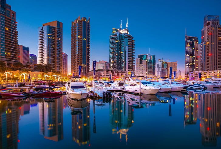 Dubai Marina, Skyline, Cityscape, HD, HD tapet