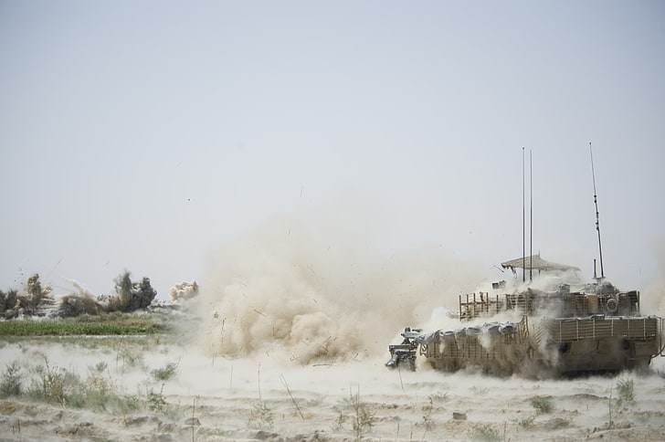 منزل رمادي ، حرب ، دبابة ، أفغانستان ، ليوبارد 2A6، خلفية HD