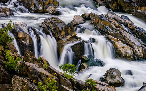Водопад Замедленная съемка Скалы Камни HD, природа, скалы, камни, замедленная съемка, водопад, HD обои HD wallpaper
