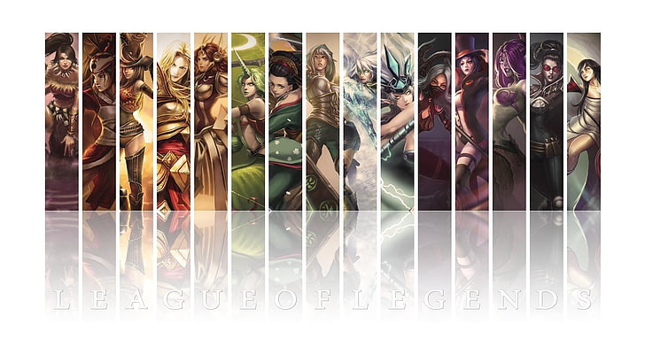 Tapety League of Legends, League of Legends, gry wideo, kobiety, refleksje, kolaż, Tapety HD