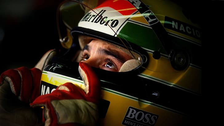 Ayrton Senna, helmet, gloves, HD wallpaper