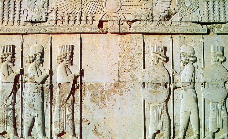 Persépolis-os soldados persas, hieróglifos de concreto, Ásia, Irã, Viagens, Vintage, Parede, Soldados, persa, apadana hall, persepolis, mediana, soldados persas, soldados medianos, HD papel de parede