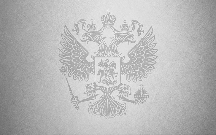 царапины, герб, серый фон, россия, HD обои