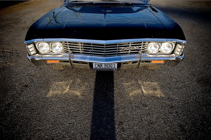 black vehicle, Chevrolet, Supernatural, Chevy, Sam, Dean, Impala, Impala 1967, HD wallpaper