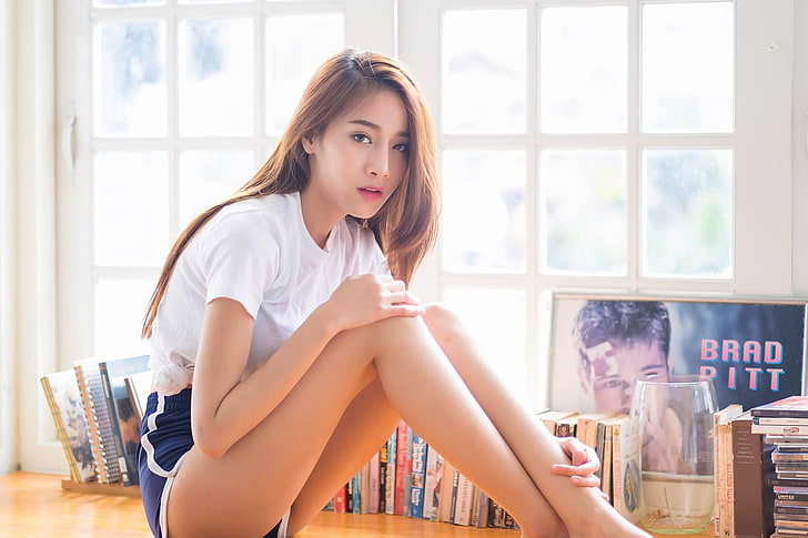 Pichana Yoosuk, model, Asian, Thai, Cup-E, women, brunette, short shorts, HD wallpaper