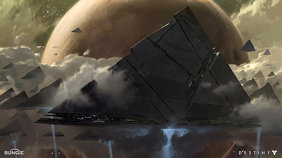 Обои игры Destiny, Destiny (видеоигра), самолеты, космический корабль, космос, планета, футуристический, треугольник, HD обои HD wallpaper