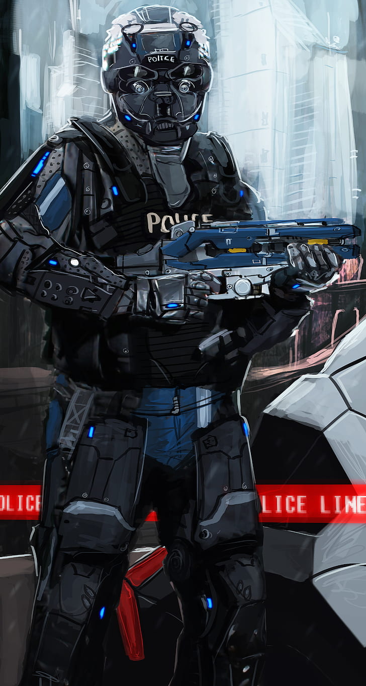 Kev-Art, Elite: Dangerous, Commander, weapon, police, HD wallpaper