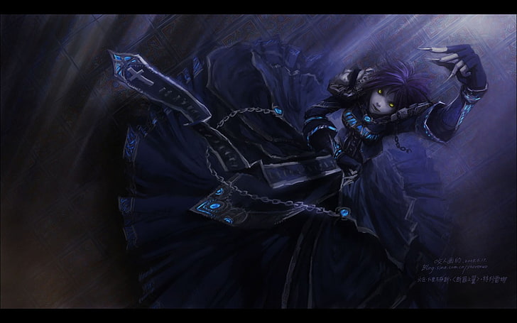 purple-haired woman character wallpaper, World of Warcraft, Forsaken (character), undead, fantasy girl, video games, HD wallpaper
