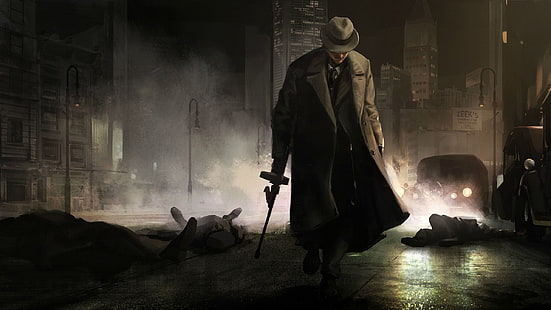cappotto nero da uomo, gangster, Sfondo HD HD wallpaper