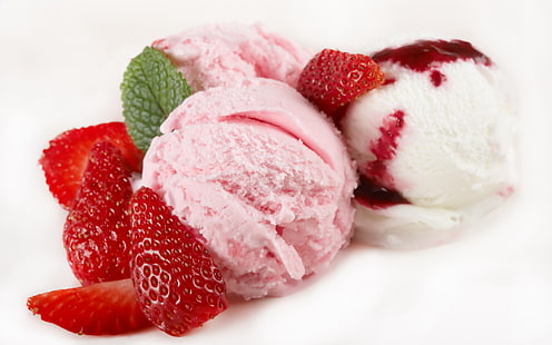 Verão, sobremesa, sorvete morango, verão, sobremesa, morango, gelo, creme, HD papel de parede HD wallpaper