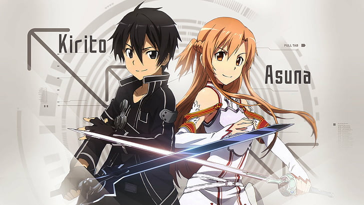 Sword Art Online, Asuna Yuuki, Kazuto Kirigaya, Kirito (Sword Art Online), HD tapet