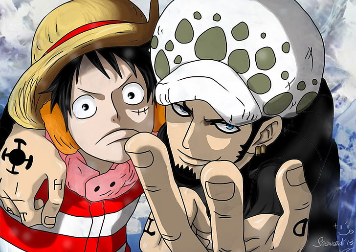 Anime, One Piece, Monkey D. Luffy, Trafalgar Law, HD tapet