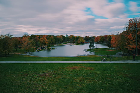 Mont-Royal, Montreal, Quebec, Canadá, otoño, naturaleza, paisaje, estanque, hojas, Fondo de pantalla HD HD wallpaper