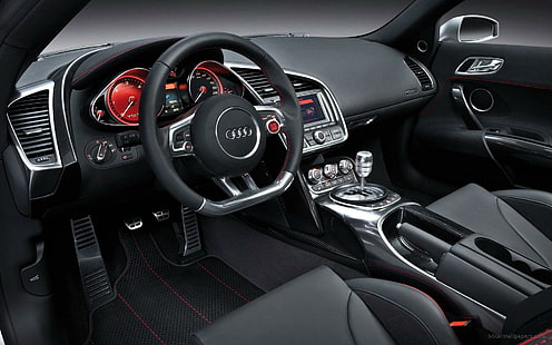 Audi R8 v12 Interior, audi car interior, interior, audi, cars, HD wallpaper HD wallpaper