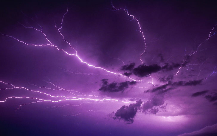 lightning, nature, purple, HD wallpaper