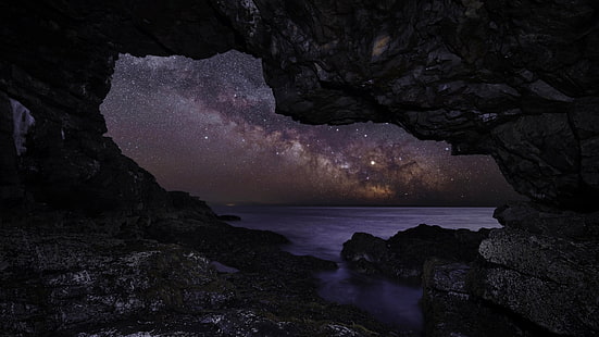 1920x1080 piksel Uzun Pozlama Samanyolu doğa gece kaya kayalar deniz yıldızları Video Oyunları World of Warcraft HD Sanat, doğa, gece, kayalar, yıldız, deniz, kaya, Samanyolu, uzun pozlama, 1920x1080 piksel, HD masaüstü duvar kağıdı HD wallpaper