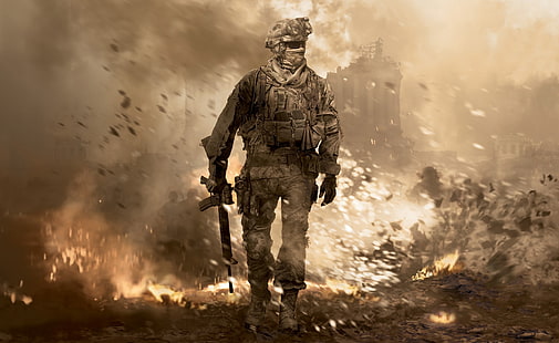 MW2 ، ورق حائط رجل يحمل بندقية ، ألعاب ، Call Of Duty ، MW2 ، Modern Warfare 2 ، Call of Duty Modern Warfare 2 ، COD ، MW2، خلفية HD HD wallpaper