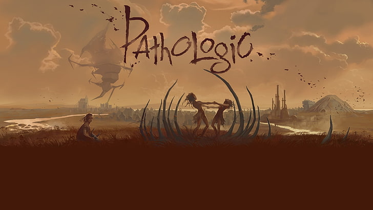 Pahtologic text overlay, pathologic, Plague, video games, brown, dystopian, plague doctors, death, apocalyptic, HD wallpaper