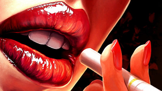 1920x1080 px cigarettes lips red People Michael Jordan HD Art , red, lips, cigarettes, 1920x1080 px, HD wallpaper HD wallpaper