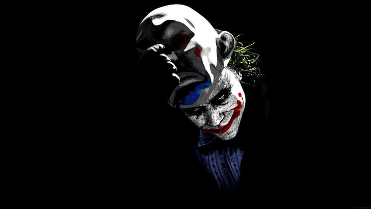 The Joker fondo de pantalla, Joker, Batman, máscara, The Dark Knight, ilustraciones, Fondo de pantalla HD