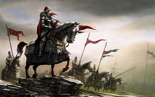 Knights video game wallpaper, fantasy art, knight, medieval, HD wallpaper HD wallpaper