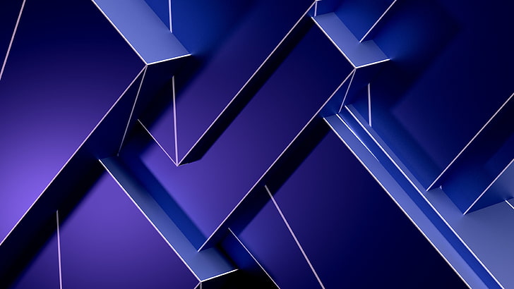cubo, Blender, abstracto, geometría, moderno, azul, cuadrado, CGI, Fondo de pantalla HD