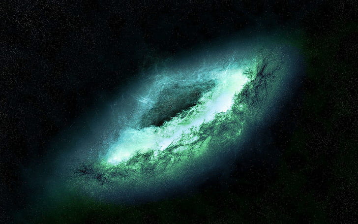 Blue galaxy, green  galaxy, space, 1920x1200, galaxy, outer space, HD wallpaper