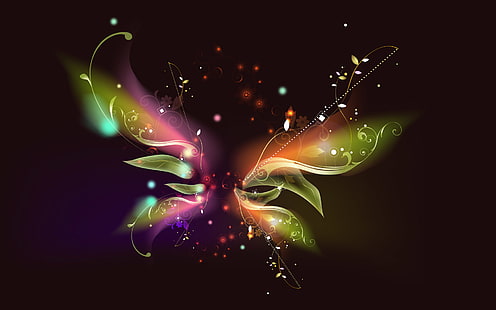 multicolored butterfly wallpaper, line, flowers, pattern, butterfly, stars, HD wallpaper HD wallpaper
