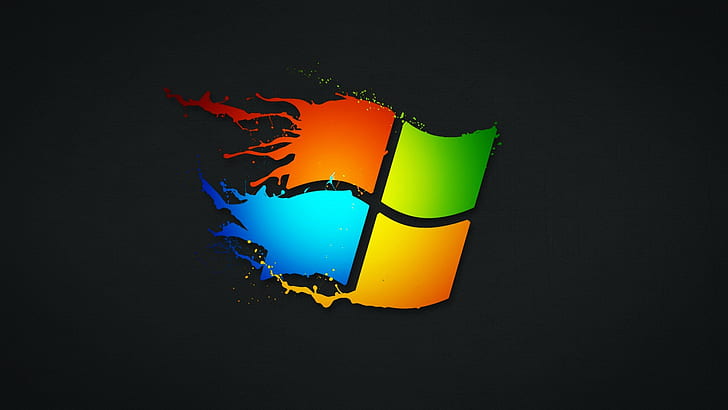 Microsoft Windows, rozpryski farby, proste tło, Windows 7, Tapety HD