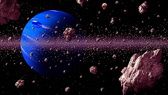 Blauer Planet, Himmel, Universum, Asteroiden, Erde, Meteore, Schädel, Planet, Raumkunst, Raum, Fantasiekunst, Dunkelheit, Fantasie, HD-Hintergrundbild HD wallpaper
