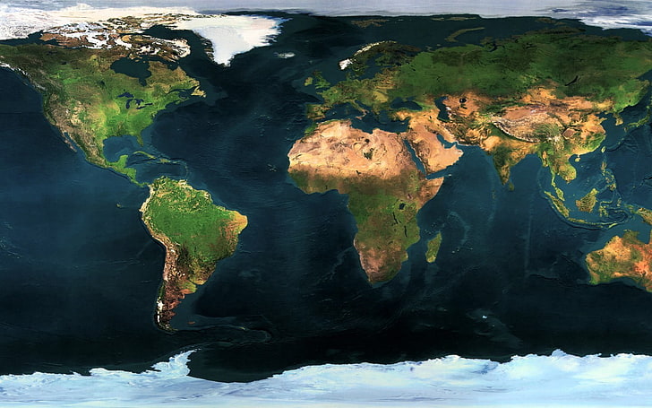 ภาพวาดแผนที่ประเทศสีเขียวและสีน้ำเงินโลก, วอลล์เปเปอร์ HD