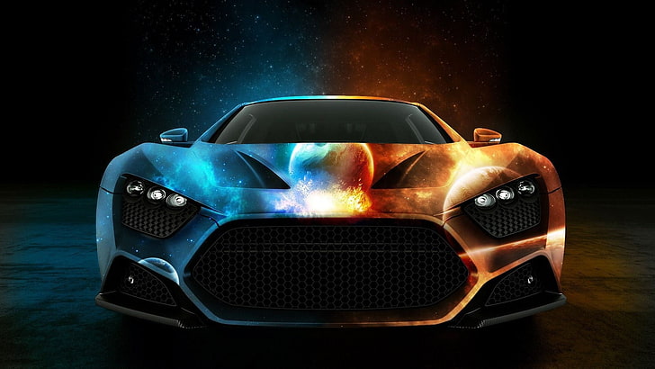 blaue und rote Fahrzeug 3D Wallpaper, Zenvo, Auto, blaue Autos, Orange, Luxus-Autos, Zenvo st1, HD-Hintergrundbild