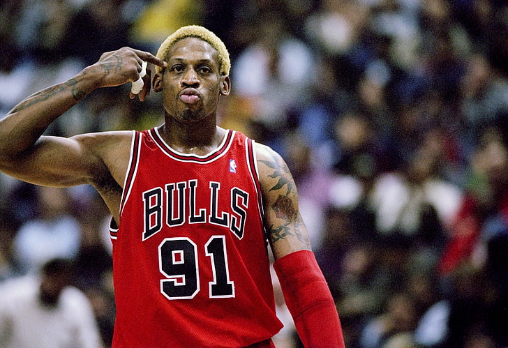 Chicago Bulls 91 gracz, Dennis Rodman, NBA, koszykówka, Chicago Bulls, tatuaż, sport, mężczyźni, Tapety HD