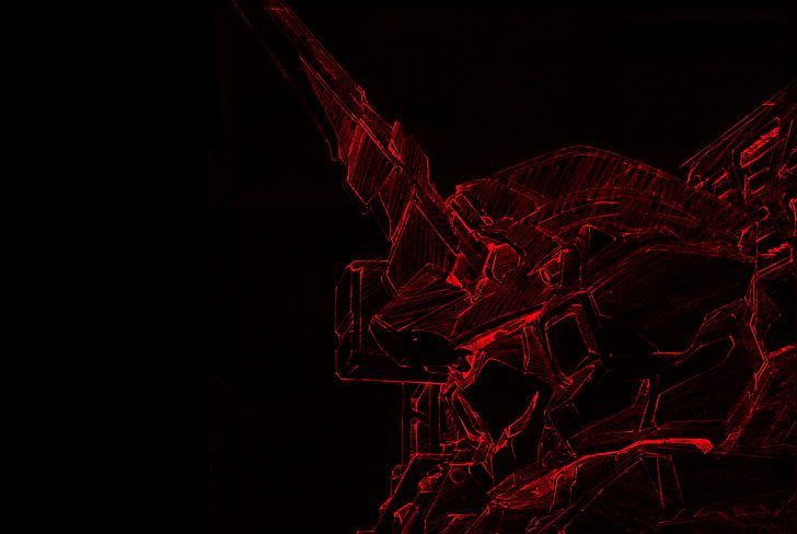 wallpaper merah dan hitam, Gundam, anime, Mobile Suit Gundam Unicorn, Wallpaper HD