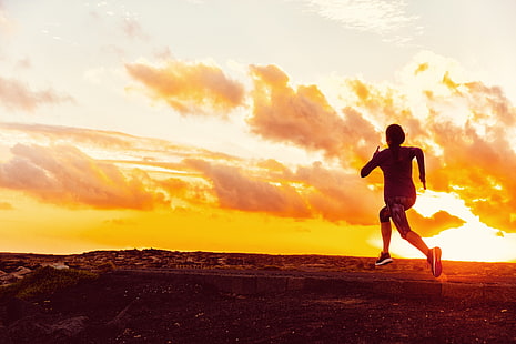 zachód słońca, fitness, bieganie, jogging, Tapety HD HD wallpaper