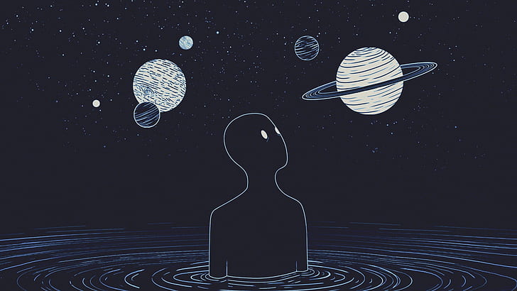A Fool Moon Night Space Traveler Art, HD wallpaper
