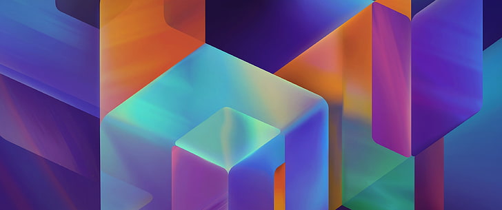 blaugrün, lila und orange 3D Wallpaper, abstrakt, bunt, Androiden, HD-Hintergrundbild