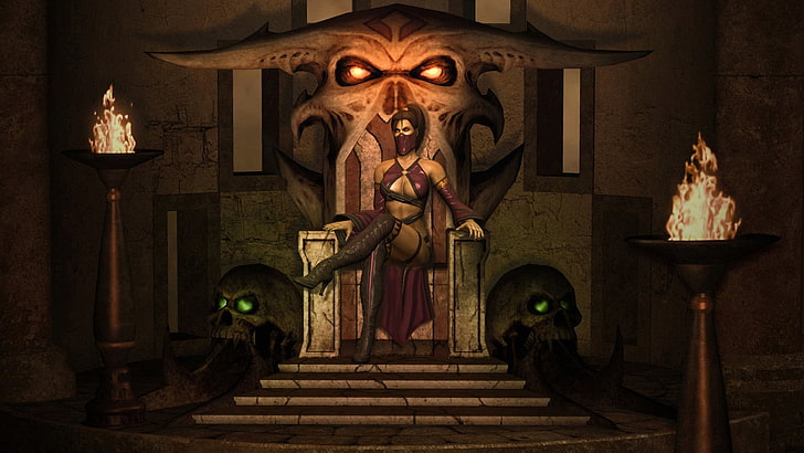 wanita yang duduk di atas takhta ilustrasi, Mortal Kombat, video game, seni fantasi, karya seni, Wallpaper HD