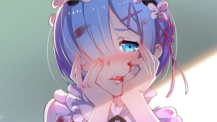 blauhaarige Mädchen Anime Charakter Illustration, Anime Mädchen, Rem (Re: Zero), Re: Zero Kara Hajimeru Isekai Seikatsu, HD-Hintergrundbild