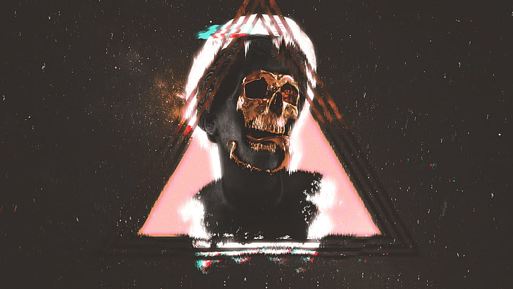 Dark, Skull, Statue, Vaporwave, Sfondo HD