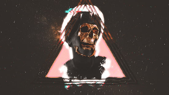Dark, Skull, Statue, Vaporwave, HD wallpaper HD wallpaper