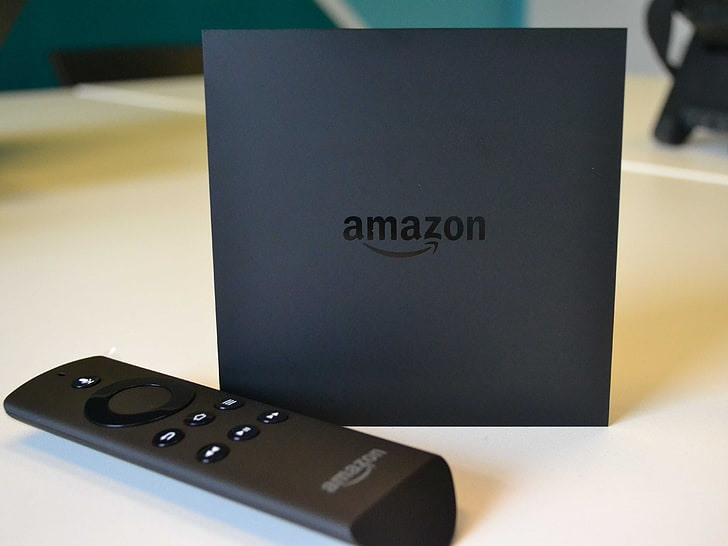 svart Amazon Fire TV Stick fjärrkontroll med låda, honungslåda tv, eld tv, Amazon tänd eld, HD tapet
