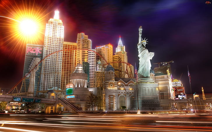 Patung Liberty Hotel New York di Las Vegas, Nevada, Amerika Serikat, Wallpaper Desktop, 1920 × 1200, Wallpaper HD