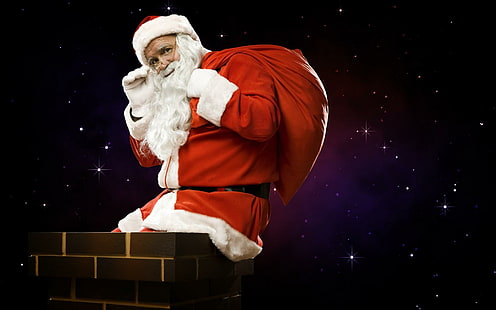 weihnachtsmann, tasche, geschenke, trompete, mitternacht, weihnachten, urlaub, weihnachtsmann, weihnachtsmann, geschenke, trompete, mitternacht, weihnachten, urlaub, HD-Hintergrundbild HD wallpaper