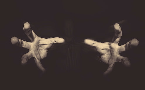 руки, цифровое искусство, жуткий, темный, простой фон, пальцы, HD обои HD wallpaper