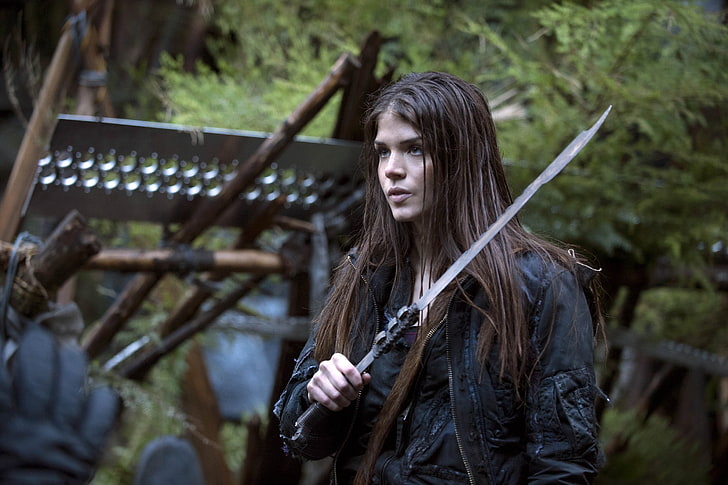 aktris, Marie Avgeropoulos, pedang, The 100, warrior, women, Wallpaper HD