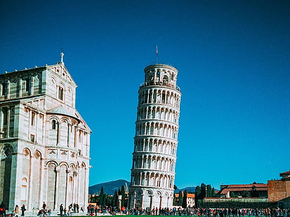 イタリア、ピサの斜塔、ピサ、夏、晴れ、旅行、 HDデスクトップの壁紙 HD wallpaper